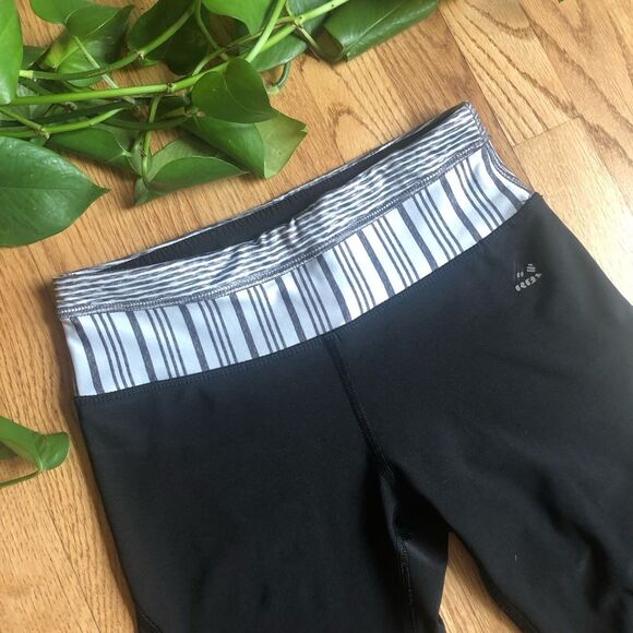 RBX Cropped Leggings Black White Stripe S - Picture 3 of 5